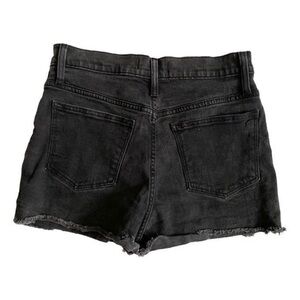 Madewell High-Rise Denim Boyshorts in Faded Black:Button-Through Edition